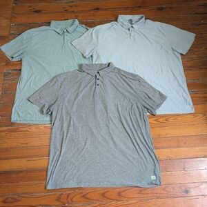 lot 3 VUORI men's short sleeve polo shirts XXL 2XL grays and light green